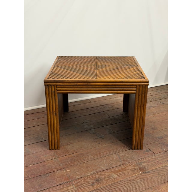 1970s Faux Split Reed Style Side Table in the Manner of Gabriella Crespi For Sale - Image 5 of 13