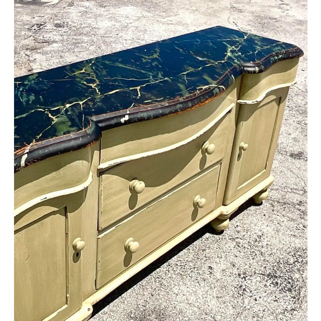 Vintage Regency Hand Painted Credenza For Sale - Image 9 of 12