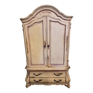 Vintage Romweber French Country Distressed Media Armoire For Sale