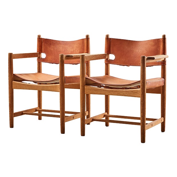 Spanish Model 3238 Dining Chairs by Børge Mogensen for Fredericia Stole Fabrik, Denmark, 1964, Set of 2 For Sale