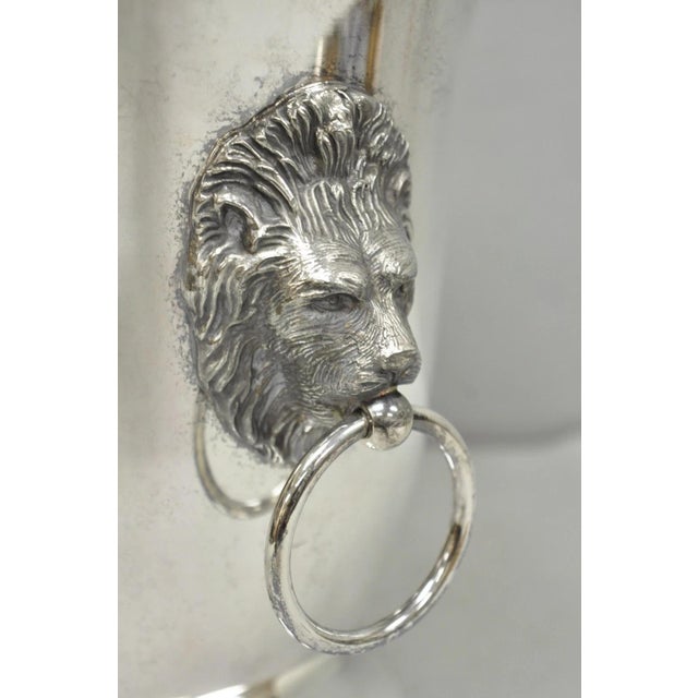 Mid 20th Century Vintage English Regency Silver Plated Lion Head Champagne Chiller Ice Bucket For Sale - Image 5 of 12