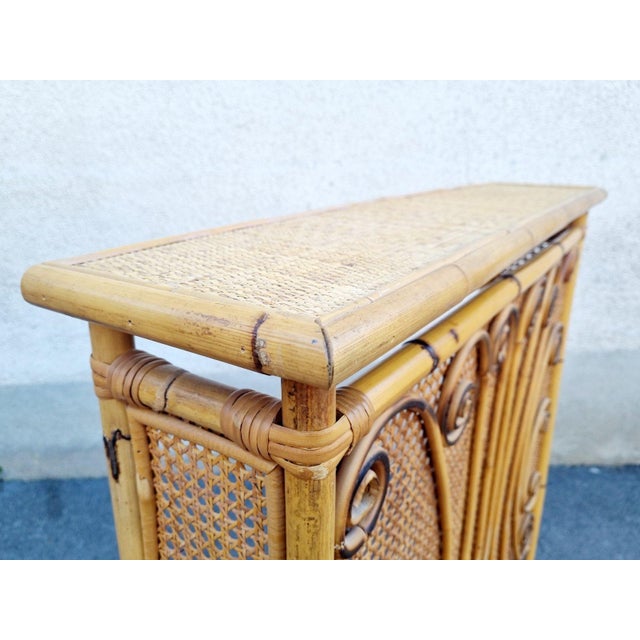Large Italian Modern Bamboo and Rattan Radiator Cover by Franco Albini, 1960s For Sale - Image 9 of 17