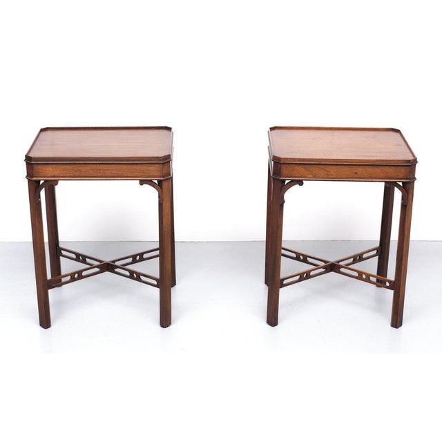 Wood Georgian Revival Mahogany Side Tables by Bevan Funnell, England, 1960s, Set of 2 For Sale - Image 7 of 7