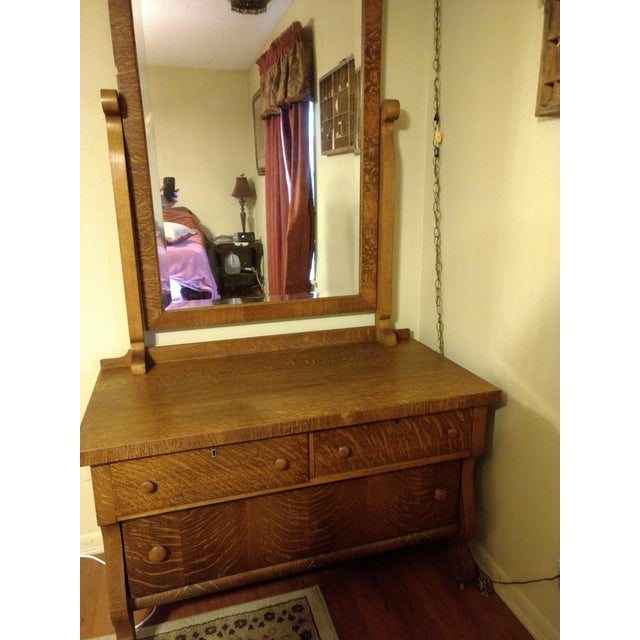 Antique Tiger Oak Dresser With Swing Mirror Chairish