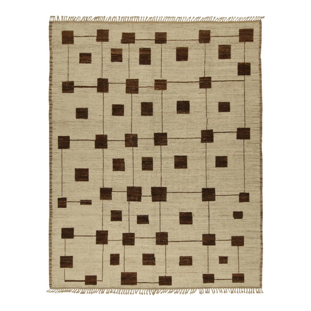 Rug & Kilim’s Modern Rug with Beige-brown Geometric Patterns - 6x9 For Sale