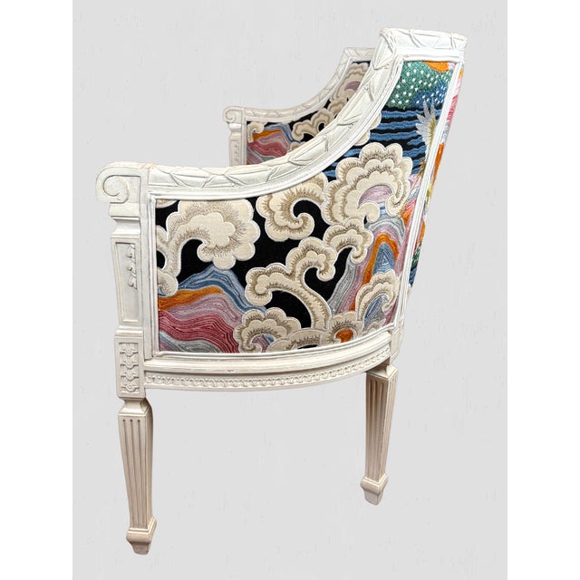 Louis XV Style Chair Vintage Newly Upholstered Crane For Sale - Image 9 of 18