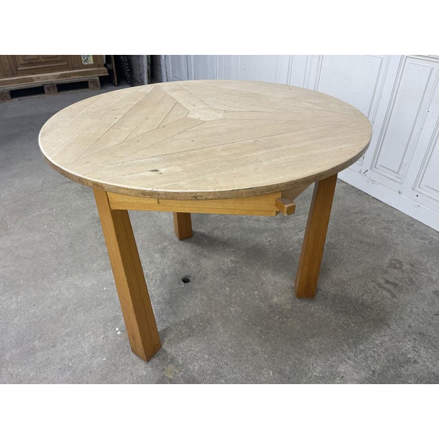 Tan Vintage Tripod Table in Beech, 1960s For Sale - Image 8 of 10