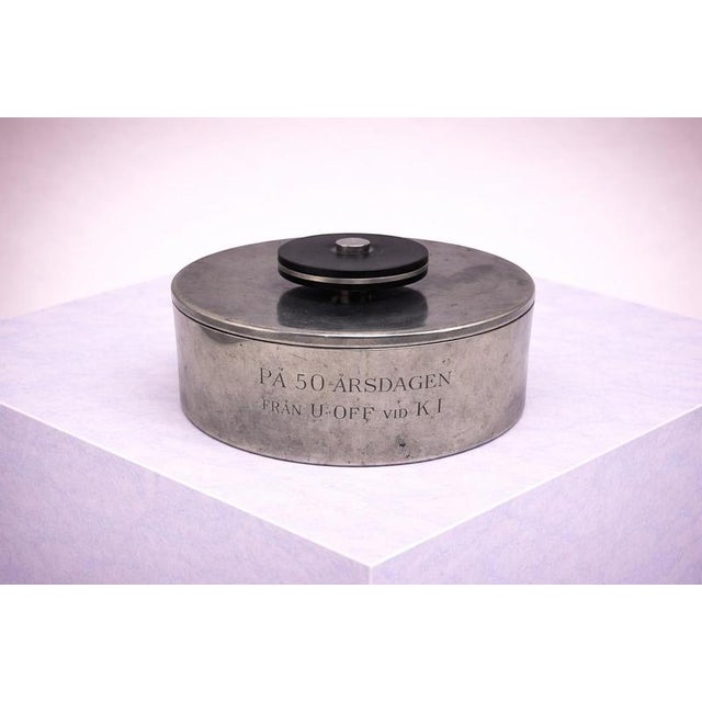 Swedish Art Deco Pewter Coaster Box with Playing Card Motif from GAB, 1930s For Sale - Image 6 of 7