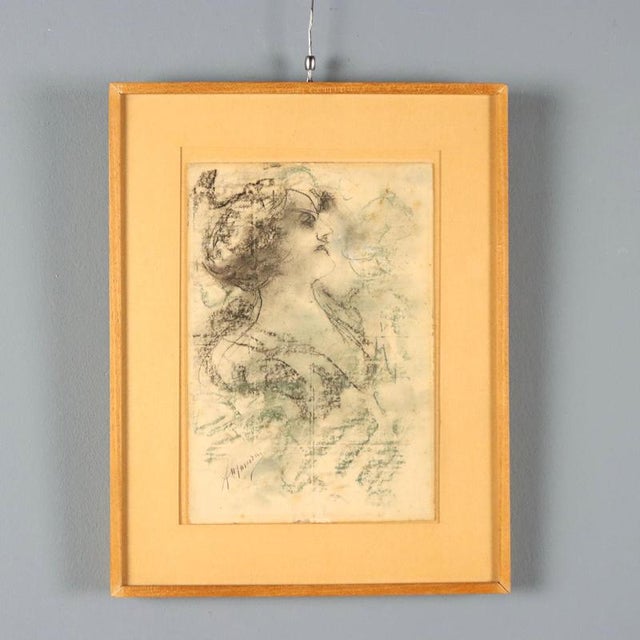 Antonio Mancini, Portrait Composition, Mixed Media on Cardboard, Framed For Sale - Image 10 of 10