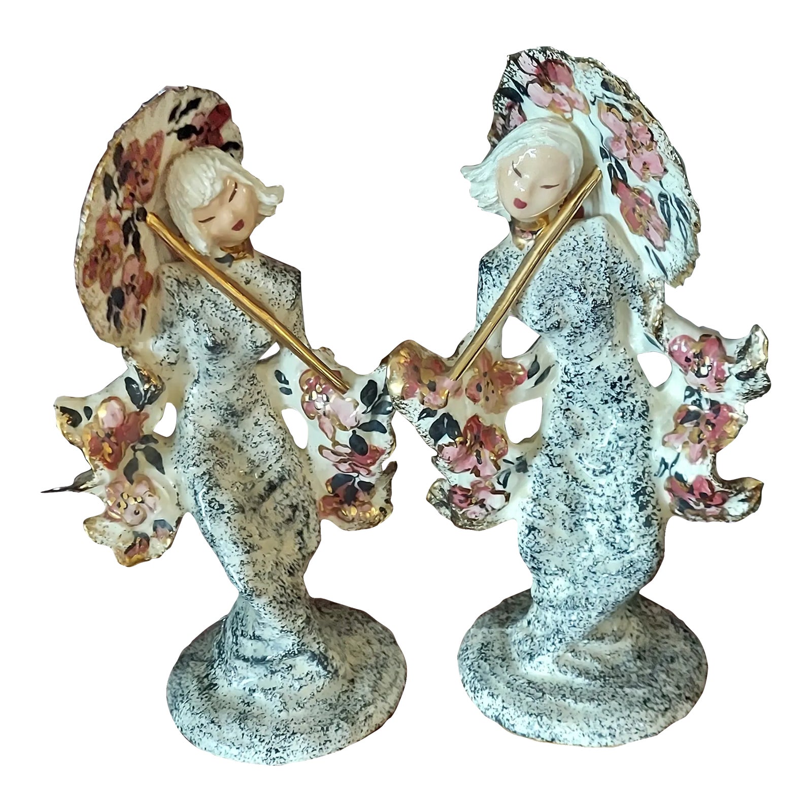 Pair of 1940s Hedi Schoop Art Creations Figurines of Asian Girls