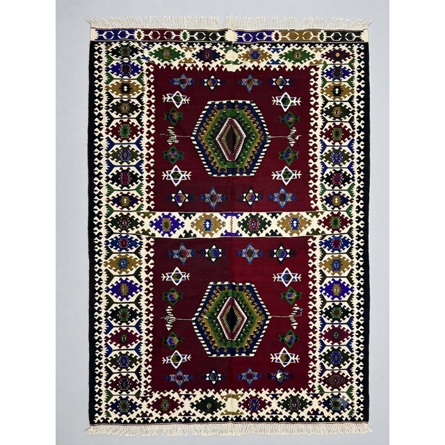 Rare Vintage Anatolian Aegean Kilim Rug (1980s) – 100% Hand-Spun Wool & Pure Vegetable Dyes For Sale - Image 4 of 6