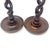 Mid-Century English Oak & Brass Open Barley Twisted Candlesticks - a Pair For Sale - Image 4 of 9