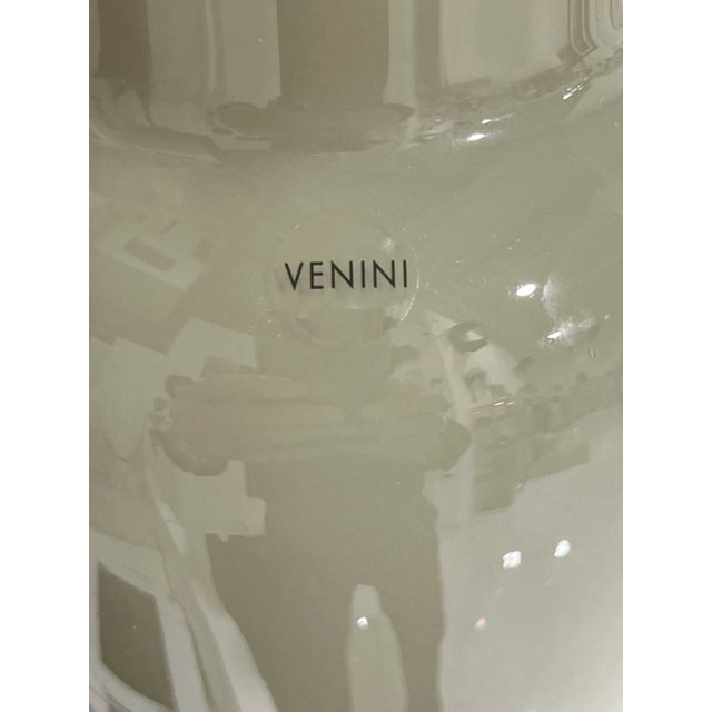 Glass Gray Murano Glass Opalino Vase by Venini For Sale - Image 7 of 8