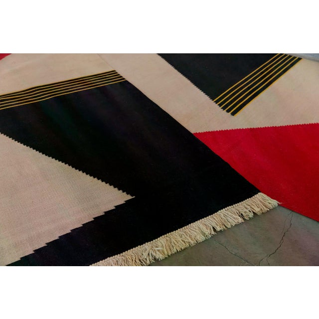 Red Vintage Geometric Rug by Antonín Kybal, 1930s For Sale - Image 8 of 9