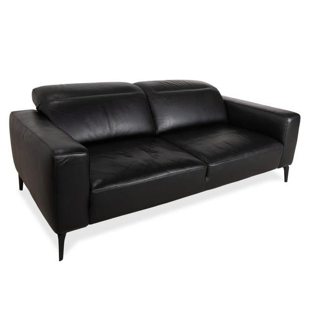 Zurich 2-Seater Sofa and Ottoman Black Leather from BoConcept, Set of 2 For Sale - Image 6 of 18