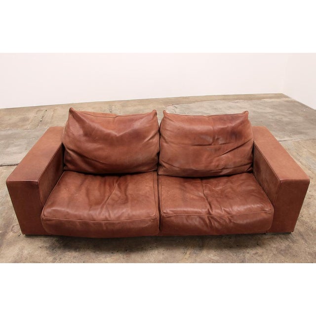 Vintage Budapest Sofa in Cognac Color by Paola Navone for Baxter, 1990s For Sale - Image 11 of 17