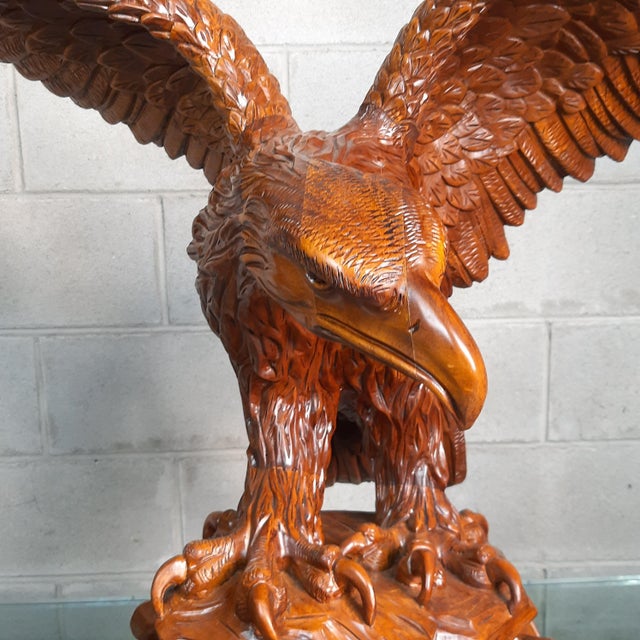 Large Golden Eagle Sculpture, 2000s, Wood For Sale - Image 9 of 18