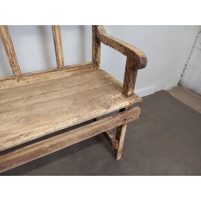Patinated Church Bench in Fir For Sale - Image 10 of 18