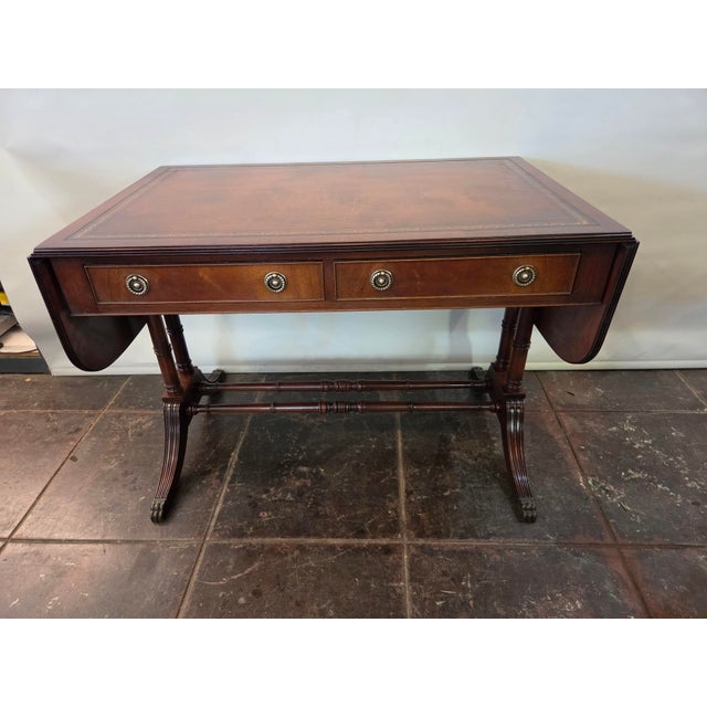 Red Antique Sofa Table Desk Library Table Mahogany Console Table For Sale - Image 8 of 11