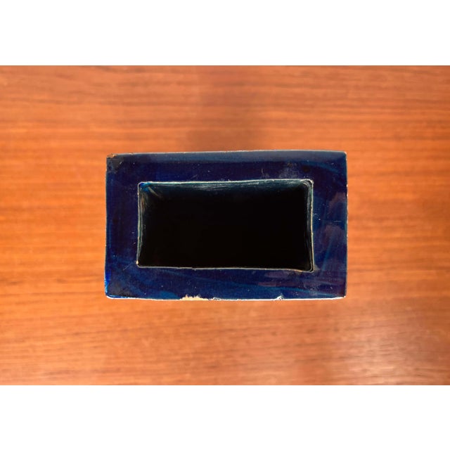 Blue Mid-Century Modern Flower Studio Pottery Block Vase by Aldo Londi for Bitossi, Italy, 1960s For Sale - Image 8 of 18