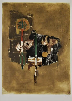 Johnny Friedlaender, Abstract Composition, large etching with aquatint, Circa 1970