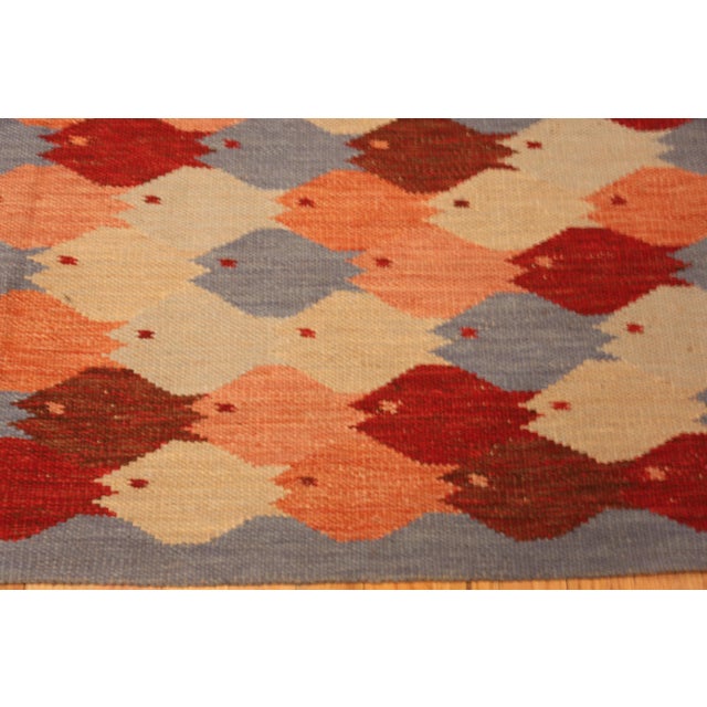 Mid-Century Modern Nazmiyal Collection Modern Swedish School of Fish Kilim Rug For Sale - Image 3 of 6