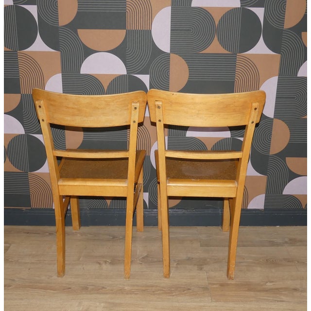 Vintage Frankfurt Style Kitchen Chairs in Wood and Cork, 1950s, Set of 2 For Sale - Image 6 of 10