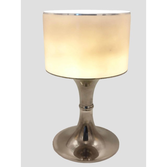 Silver Metal Table Lamp with White Acrylic Shade, Italy, 1970s For Sale - Image 4 of 7