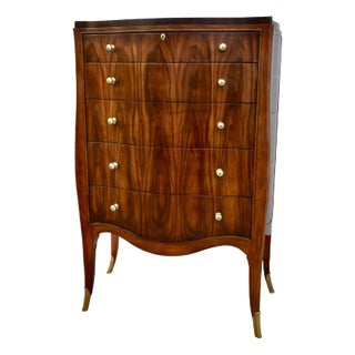 Vintage American Drew "Bob Mackie" Five Drawer Rosewood Transitional Tall Chest For Sale