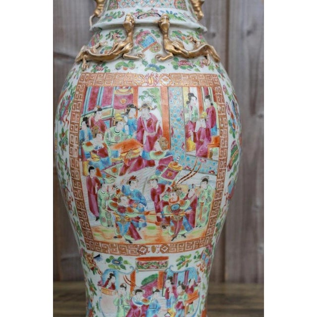 Antique Chinese Qing Dynasty Famille Rose Porcelain Vase, 1800s For Sale - Image 6 of 18
