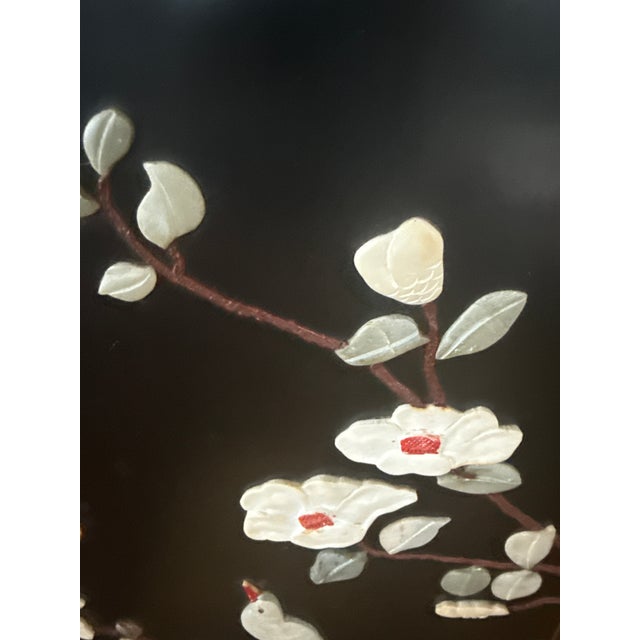 Black Authentic Vintage Shanghai Mid Century Chinese Black Laquer Mother of Pearl Sideboard For Sale - Image 8 of 15