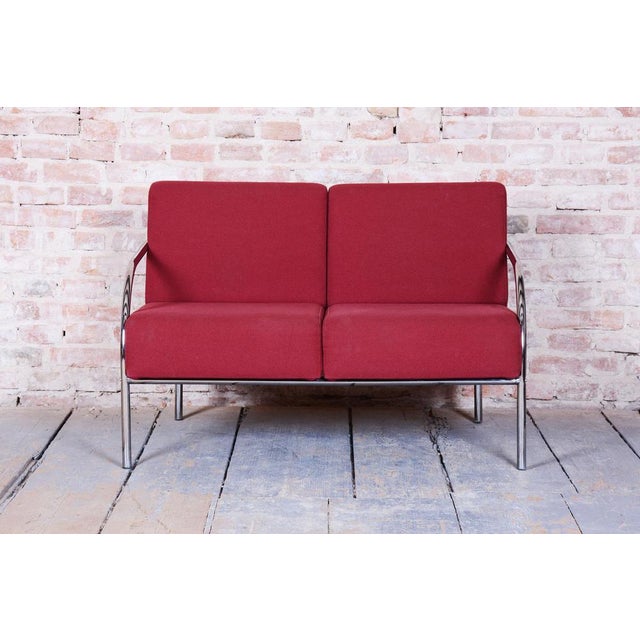 Bauhaus Sofa in Chrome-Plated Steel and Upholstery, Former Czechoslovakia, 1970s For Sale - Image 4 of 10
