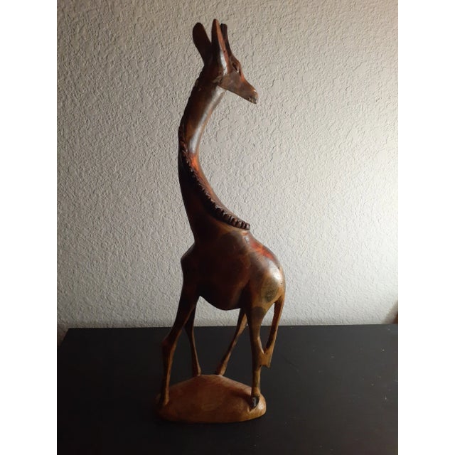 Art Deco Vintage Handcarved Wood Giraffe Figurine For Sale - Image 3 of 8