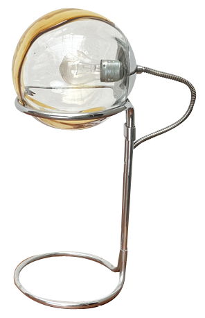 Mid-Century German Space Age Glass and Chrome Table Lamp, 1960s