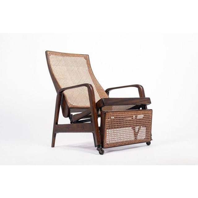 Antique Brazilian Walnut Wood and Cane Reclining Lounge Chair For Sale - Image 11 of 13