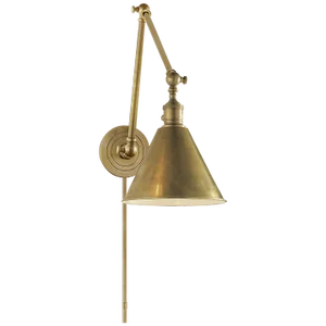Chapman & Myers for Visual Comfort Signature Boston Functional Double Arm Library Light in Hand-Rubbed Antique Brass