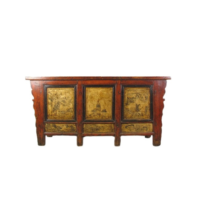 Hand Painted Antique Gansu Bedding Cabinet For Sale - Image 12 of 12
