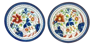 Pair of Gaudy Dutch 'Single Rose ' Pattern Plates