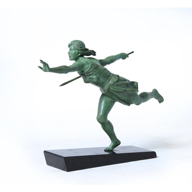 Forest Green Emile Carlier, The Huntress, 1925, Metal For Sale - Image 8 of 18