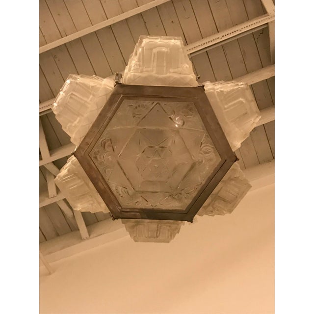 Early 20th Century French Art Deco Pendant Chandelier by Hanots For Sale - Image 5 of 13