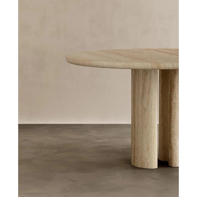 Not Yet Made - Made To Order Roman Dining Table II in Classico Alabastrino Travertine by Paloma Editions For Sale - Image 5 of 7