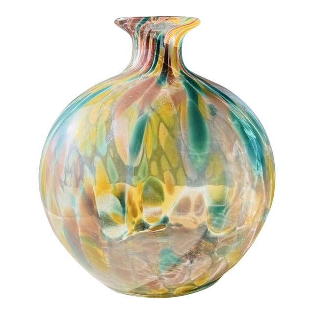 Late 20th Century Colored Glazed Enamel Vase For Sale