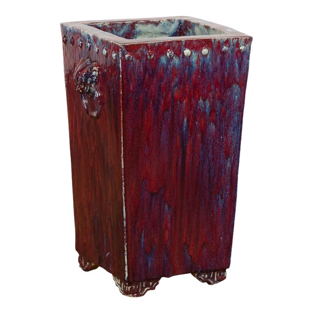 Vintage Chinese Multi-Color Ceramic Garden Planter with Mythical Creatures For Sale