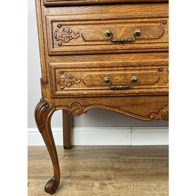 Wood Vintage Louis French Oak Chest of Drawers For Sale - Image 7 of 13