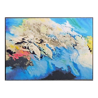 Robert Katona "Boy on a Dolphine" Hand Signed Serigraph Art on Paper Seascape For Sale