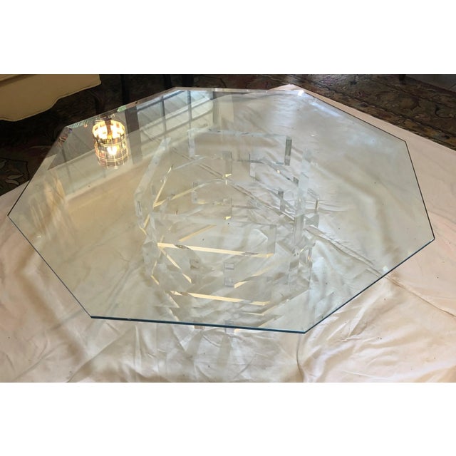 Vintage Stacked Brick Lucite and Glass Coffee Table | Chairish