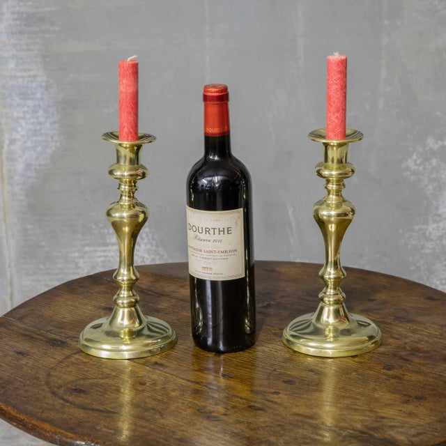 Early-19th Century Brass Candlesticks, Set of 2 For Sale - Image 6 of 8