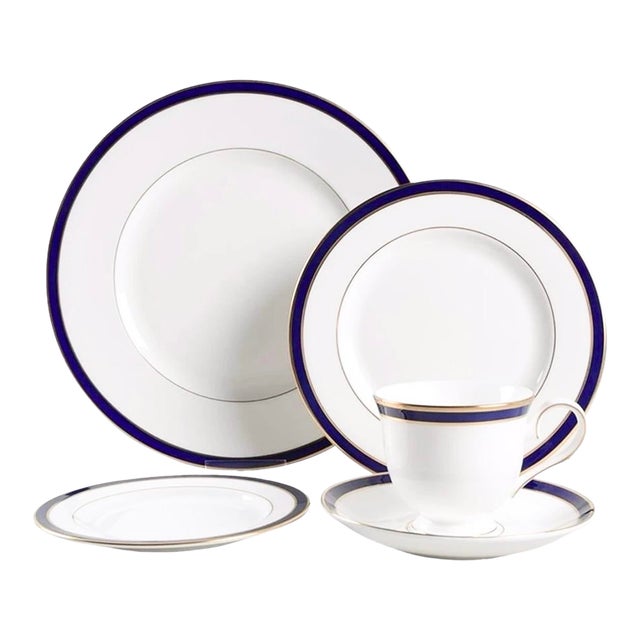 Lenox Federal Cobalt Blue Gold 5 Pieces Place Setting For Sale