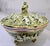 Mid 20th Century Vintage R. Capodimonte Italian Porcelain Covered Dish With Putti & Birds, Footed Green Gold Compote For Sale - Image 5 of 13