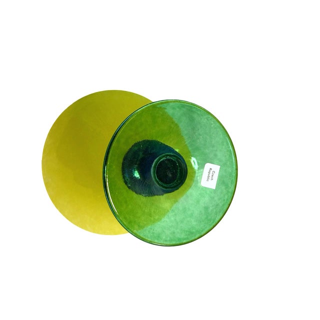 Mid 20th Century Harlequin Berit Johansson Gense Glass Bowl/Compote Yellow Green Red Blue Signed For Sale In Baton Rouge - Image 6 of 6
